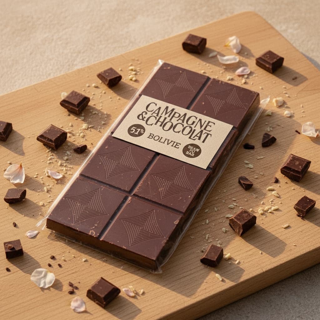 Tablettes Chocolat lait Bolivie 51% – Chocolat artisanal Campagne & Chocolat