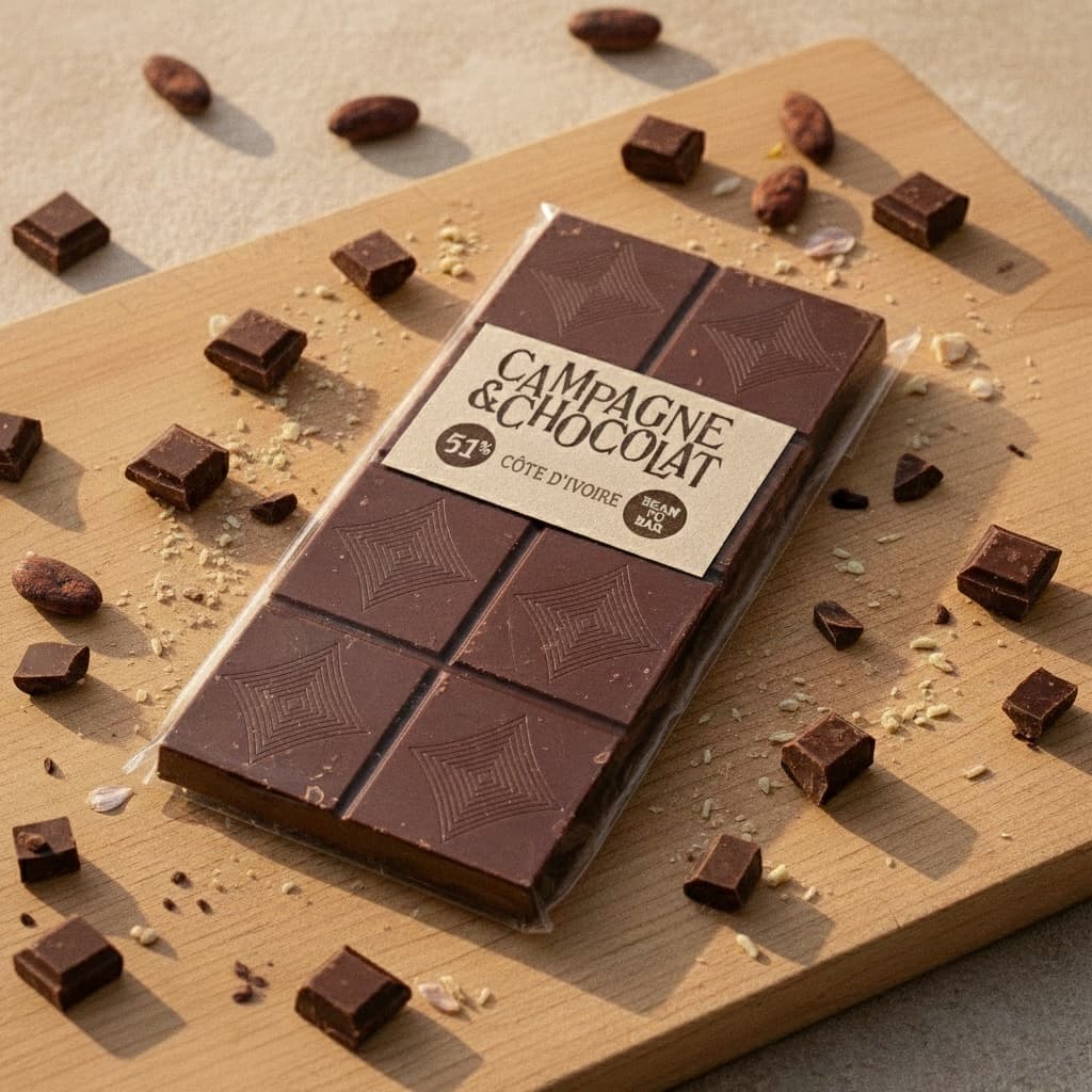 Tablettes Chocolat lait Côte d'Ivoire 51% – Chocolat artisanal Campagne & Chocolat