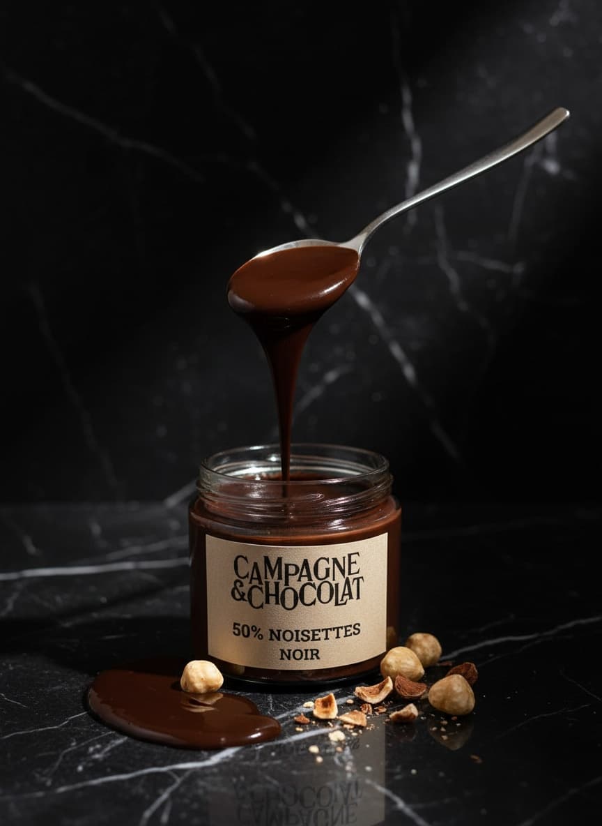 Pâtes à Tartiner Pâte à tartiner 50% Noisettes Chocolat Noir – Chocolat artisanal Campagne & Chocolat