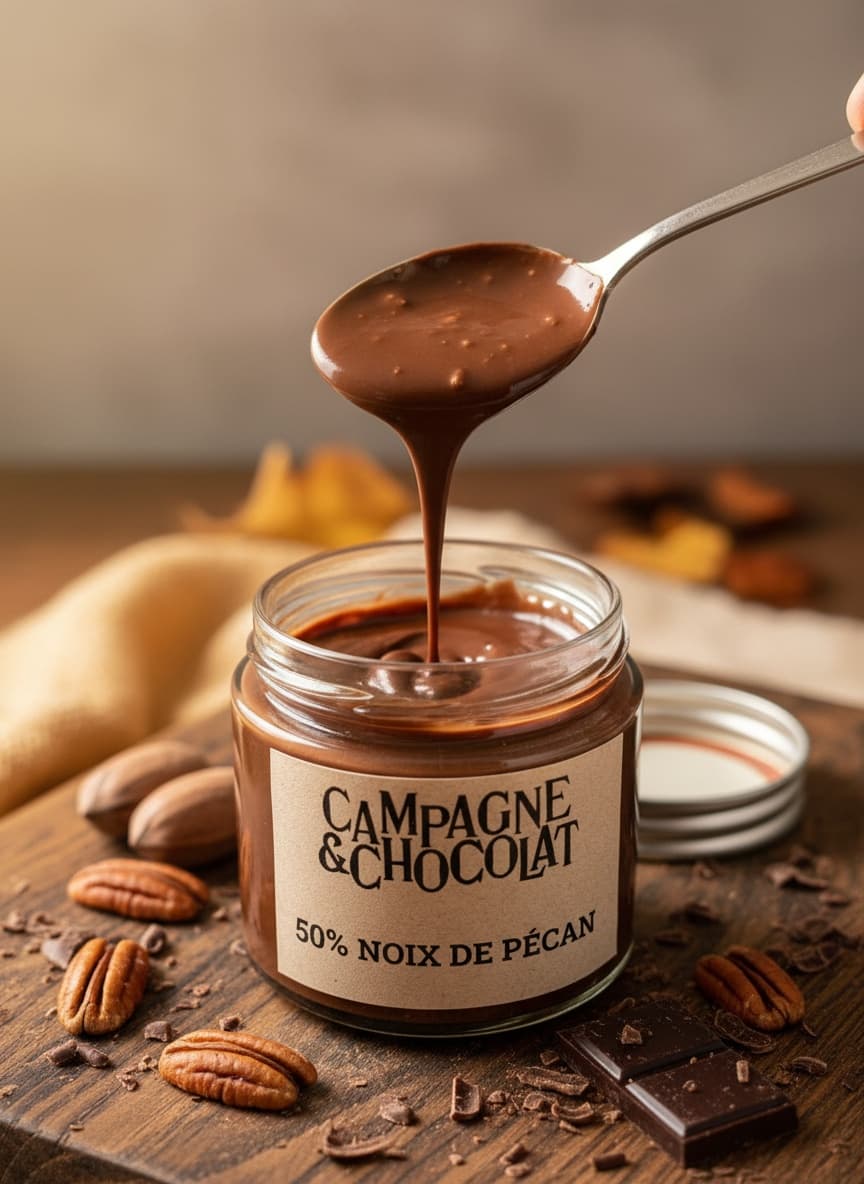 Pâtes à Tartiner Pâte à tartiner 50% Noix de Pécan Chocolat au lait – Chocolat artisanal Campagne & Chocolat